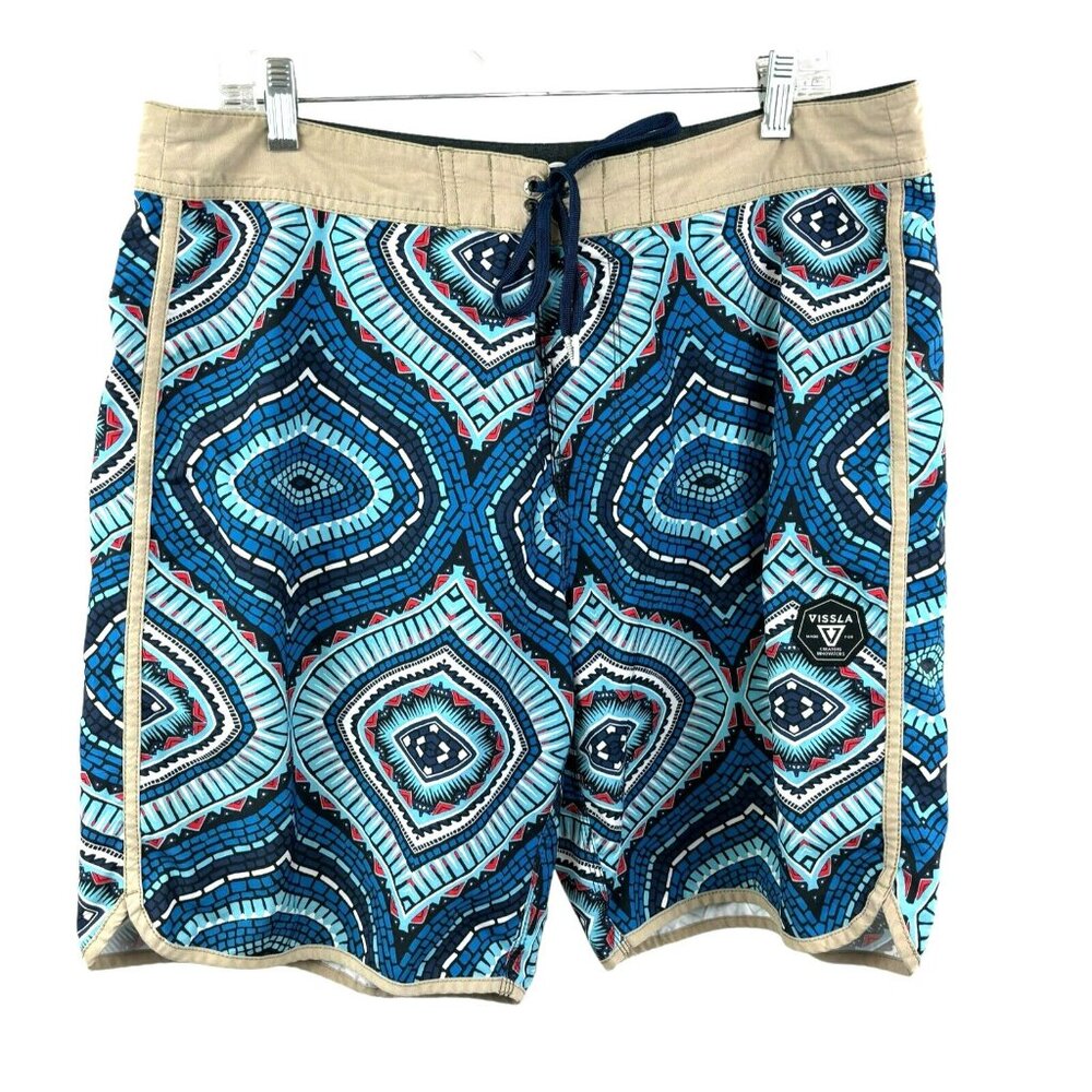 VISSLA Board Shorts 36 Blue Southwestern Swim Trunks